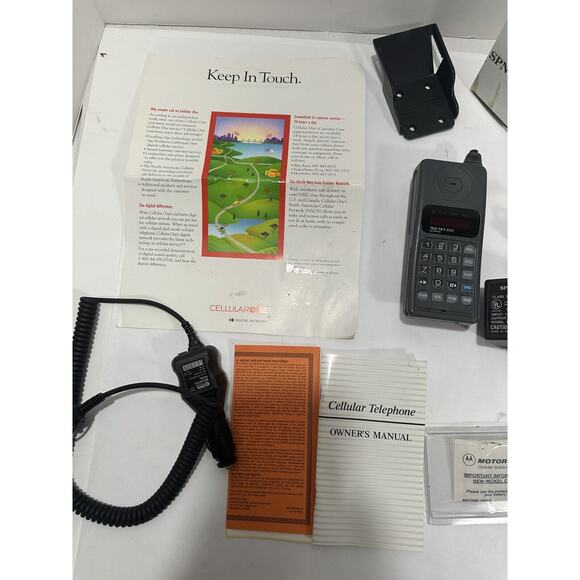 Vintage Tele Tac 200 Motorola Cell Phone + Extras Powers On For Parts Only AS-IS - Picture 3 of 11